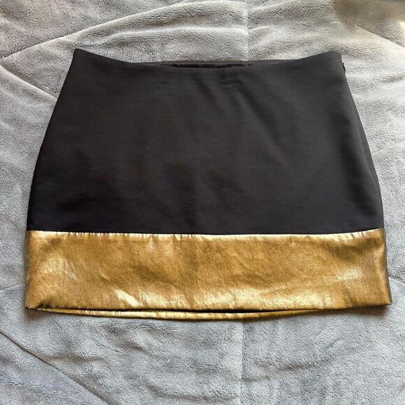 Y2K Express black and metallic gold mini skirt size 6 - Picture 1 of 7